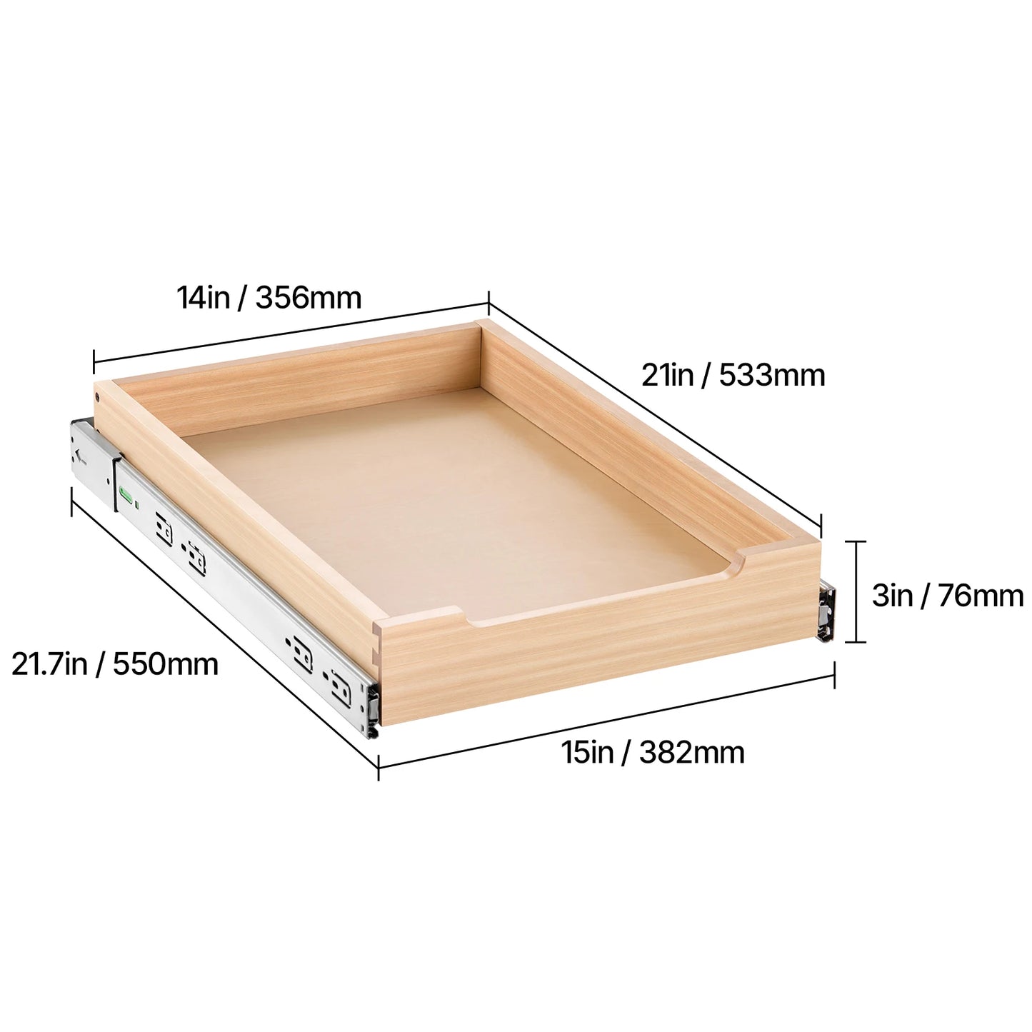 VEVOR 14-20inch Pull Out Cabinet Organizer Cabinet Drawer Slide out Shelf Sliding Wood Drawer for Kitchen Pantry Bathroom