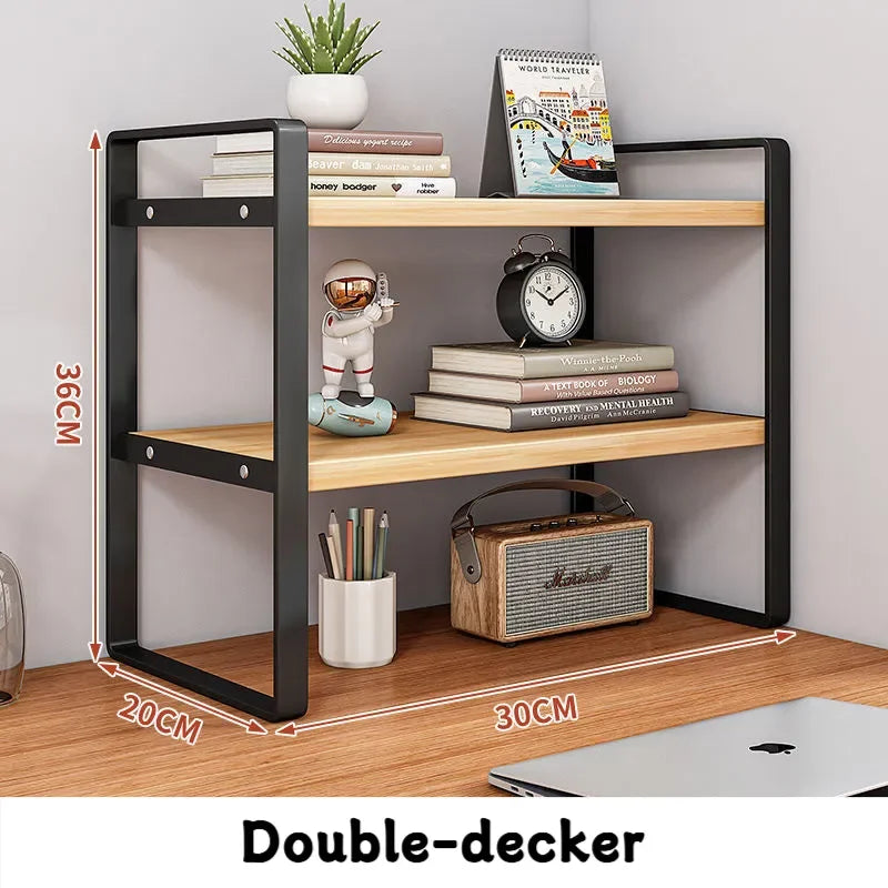 Iron Office Desk Storage Rack - Multi-Tier Shelving Unit for Office Supplies, Books, and Decor - Minimalist Aesthetic