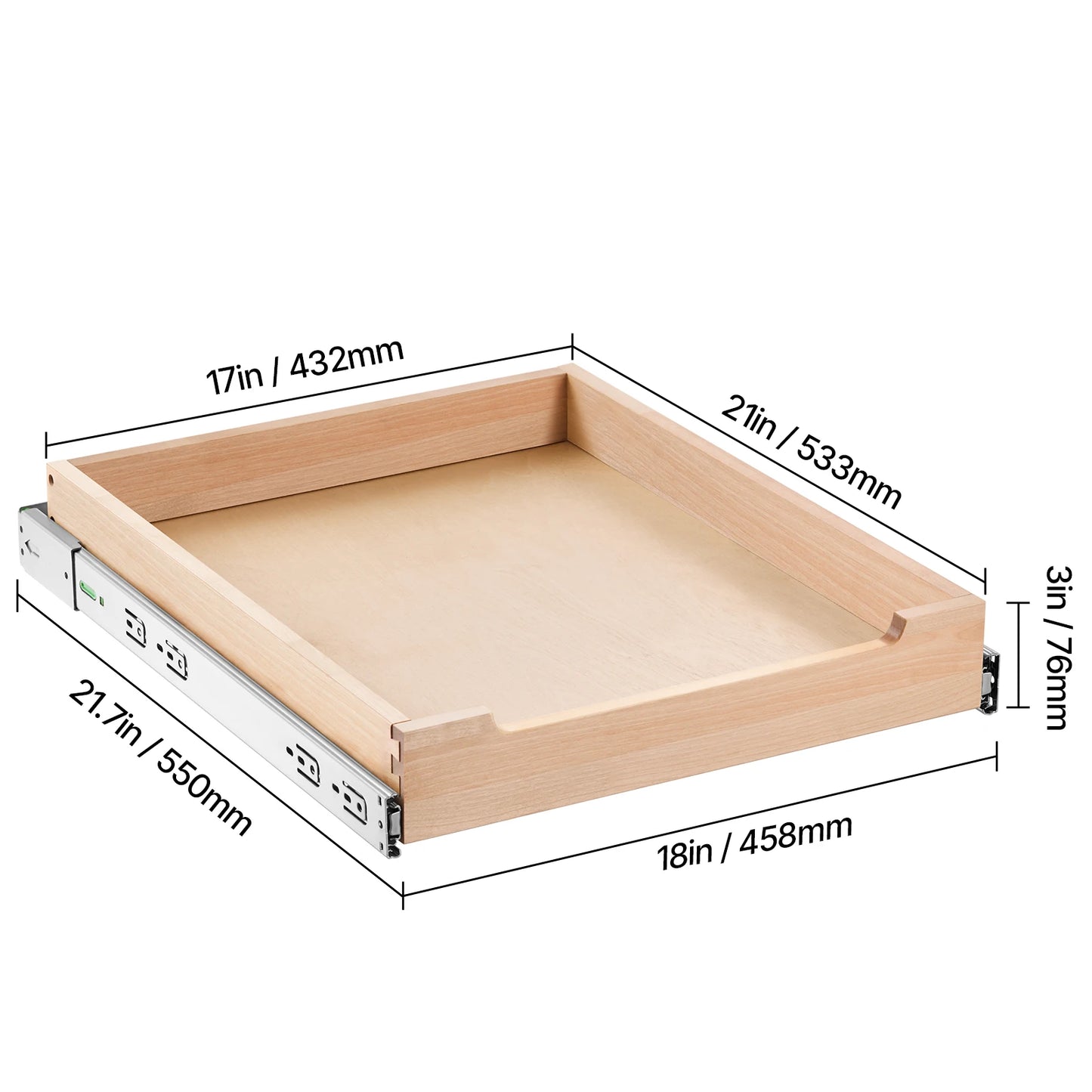 VEVOR 14-20inch Pull Out Cabinet Organizer Cabinet Drawer Slide out Shelf Sliding Wood Drawer for Kitchen Pantry Bathroom