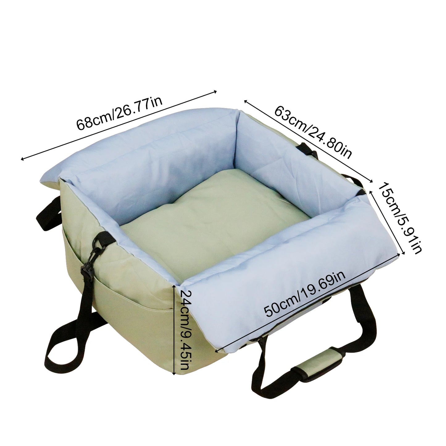 Portable Dog Car Seat Pet Dog Booster Seat Puppy Travel Carrier Bed with Safety Belt Storage Pocket Removable Washable Cover