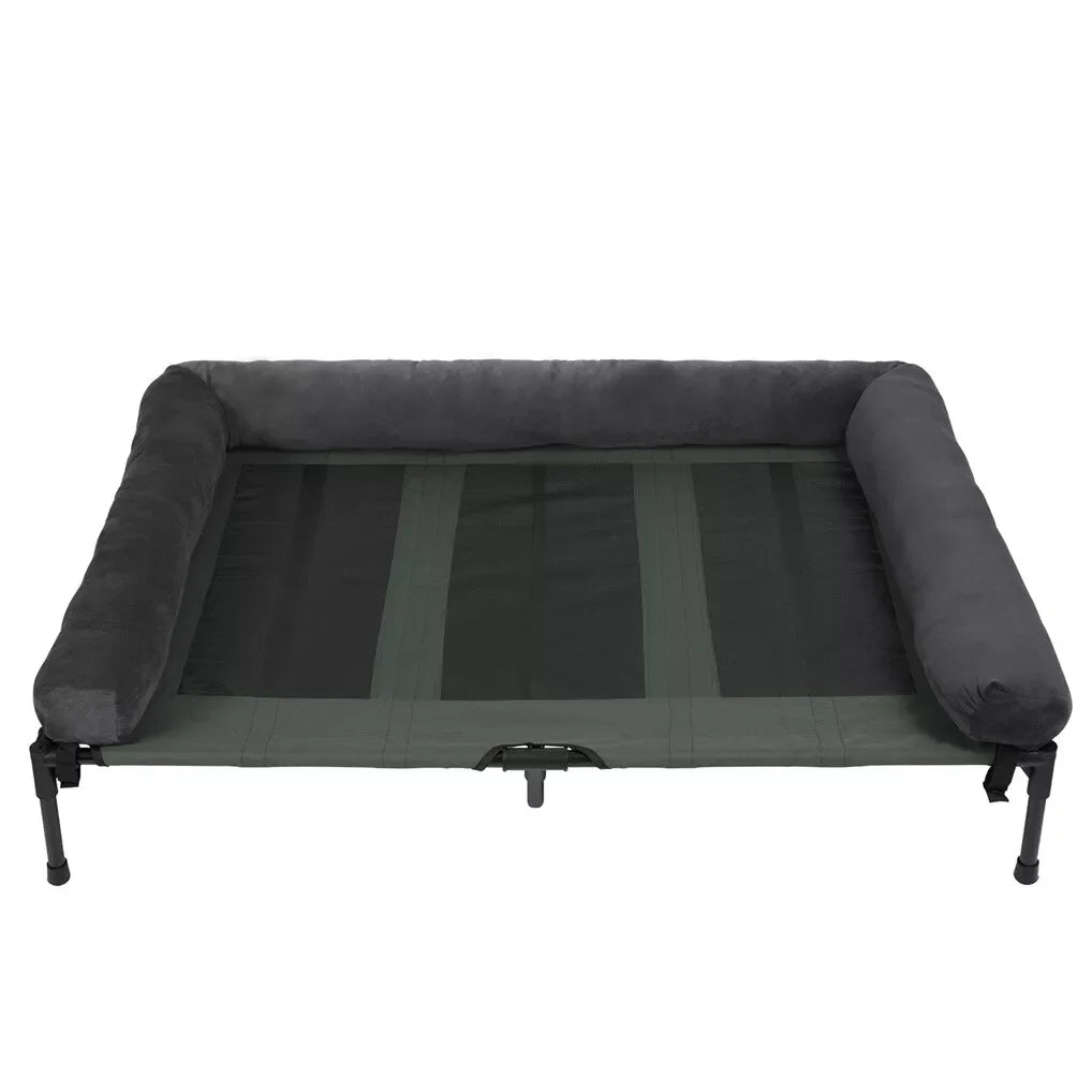 BINGOPAW Outdoor Dog Bed Elevated Cooling Pet Lounger with Detachable Plush Bolster Mesh Cot Sleep for Camping