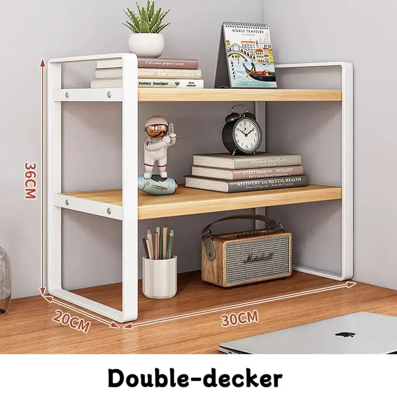 Iron Office Desk Storage Rack - Multi-Tier Shelving Unit for Office Supplies, Books, and Decor - Minimalist Aesthetic