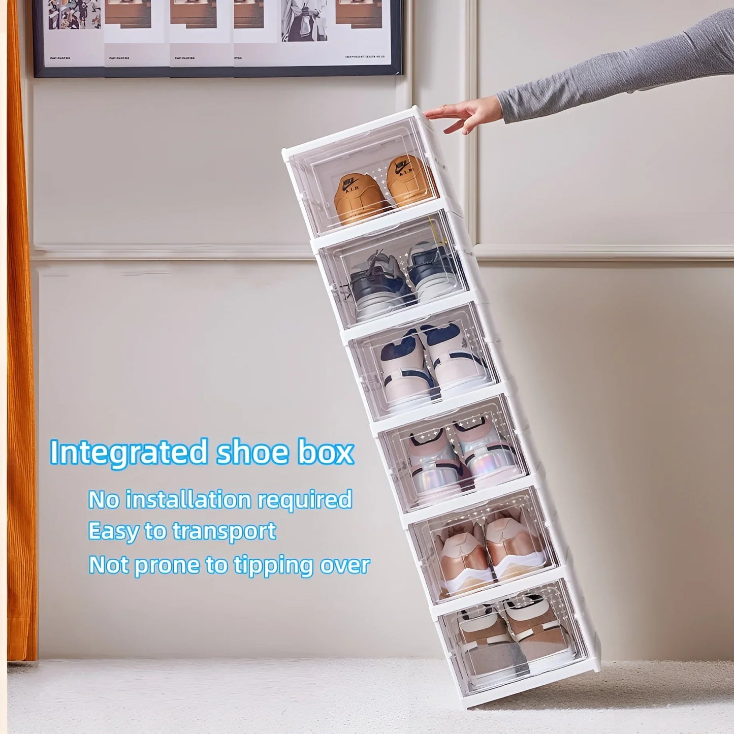 1x/2x Clear Shoes Cabinet Foldable Sneaker Shoes Storage Organizers Dustproof Thickening shoes Boxes High-top Shoe Rack Shelf
